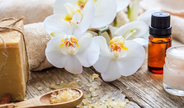 Moisturizing cream and orchid spa concept