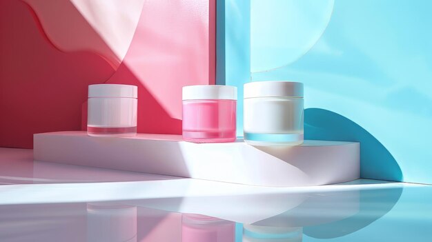 Foto moisturizing lotion mockup minimalista set rosa e bianco