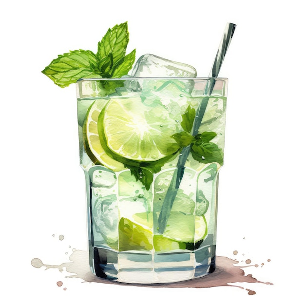 Mojito aquarel illustratie generatieve ai