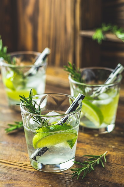 Mojito cocktail in a bur on a rustic table