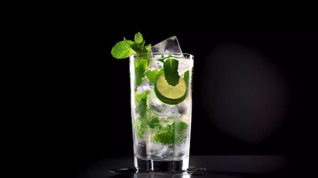 Mojito Cocktail On Dark Brown Ai_generated