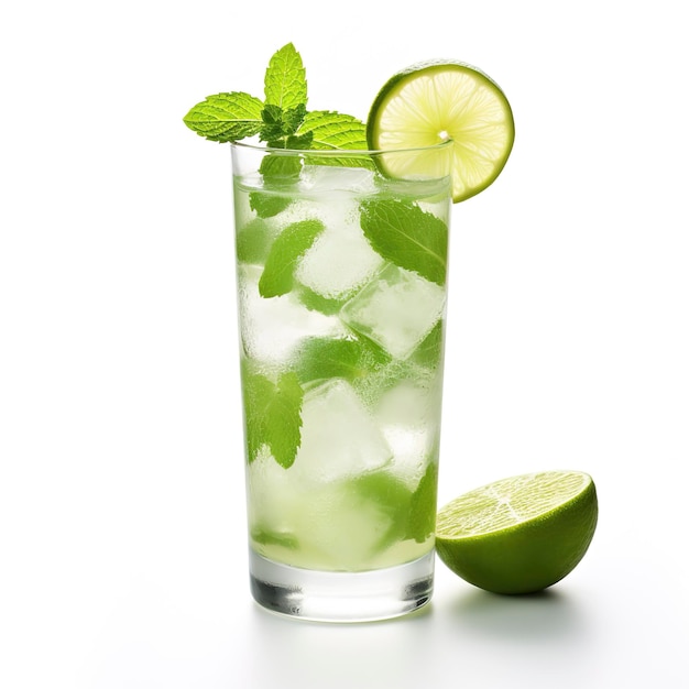 Foto cocktail mojito su sfondo bianco