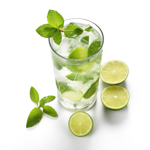 Mojito cocktail on plain white background