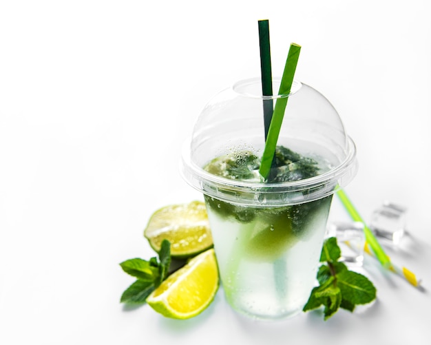 Mojito cocktail  with lime and mint
