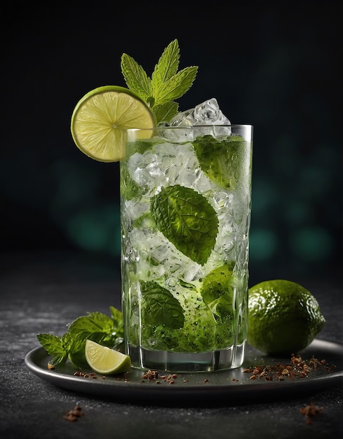 Mojito crafted in bar style beautifully decorated with details