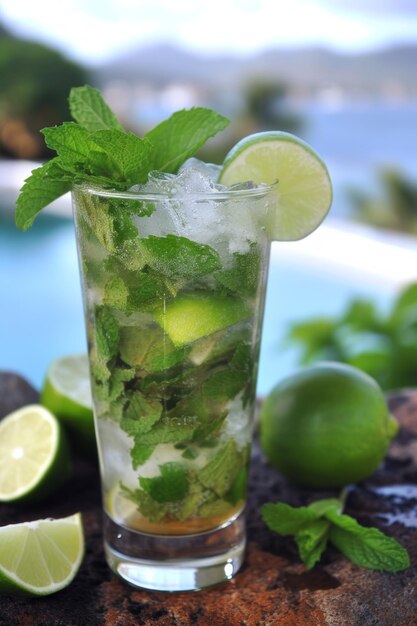 Mojito A refreshing mix of white rum fresh mint leaves lime juice sugar and a splash of soda