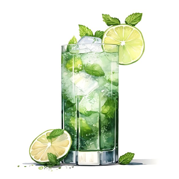 Mojito watercolor cool summer drink