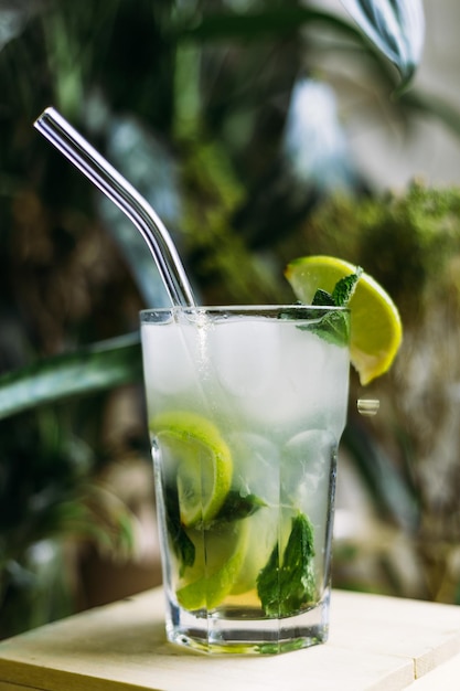 mojito with lime mint and ice