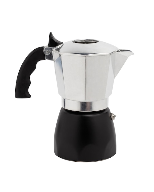 Moka pot isolated on a white background Italian coffee maker Classic coffee machine for espresso With clipping path