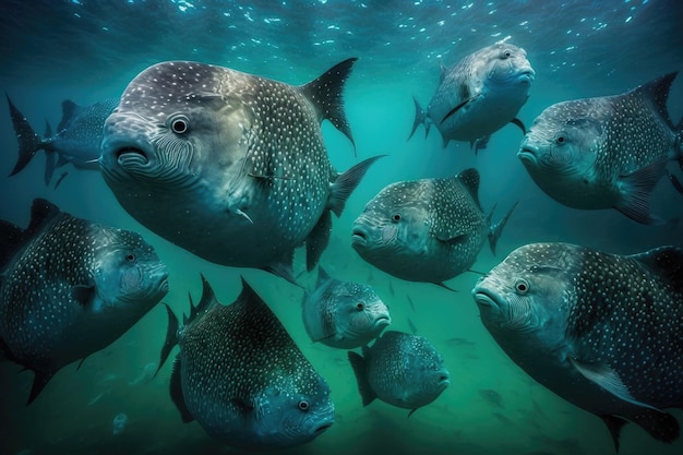 Мола мола солнечная рыба рыба под водой пышная природа от generative ai
