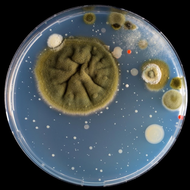 Mold and bacteria on Petri dish