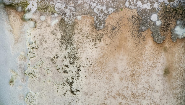 Photo mold growth on stained plaster wall closeup