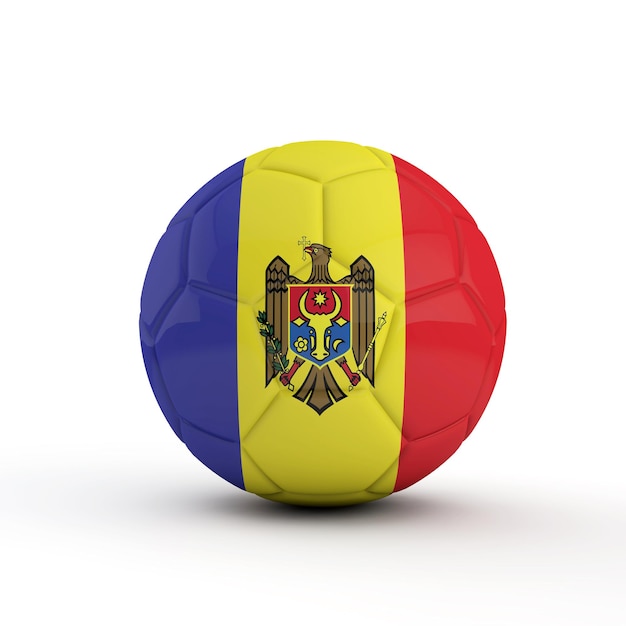 Moldavië vlag voetbal voetbal tegen een effen witte achtergrond 3D Rendering