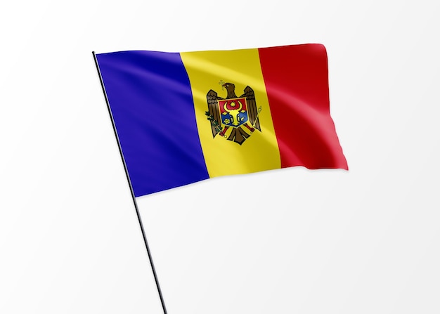 Moldavische vlag hoog in de geïsoleerde achtergrond Moldavië onafhankelijkheidsdag