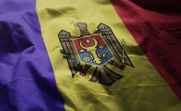 Moldova Vlag verkreukelde close-up