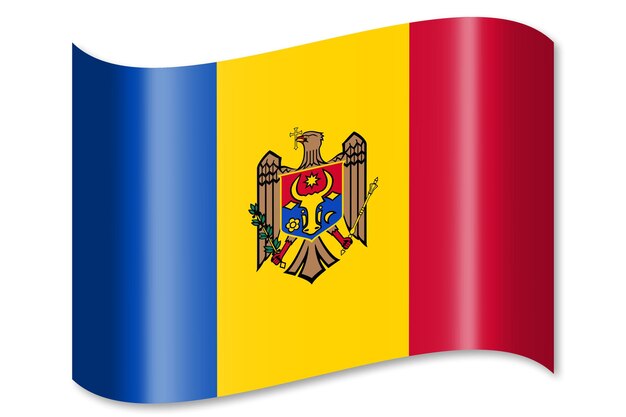 Moldova waving country flag on white background