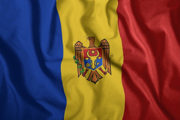 Photo the moldovan flag is flying in the wind