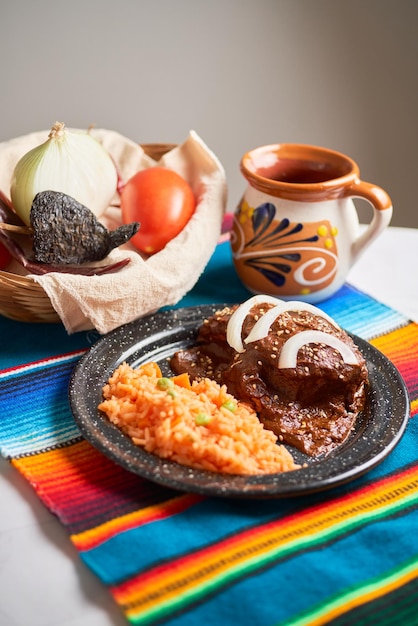 写真 チキンとモールソース メキシコの典型的な食事