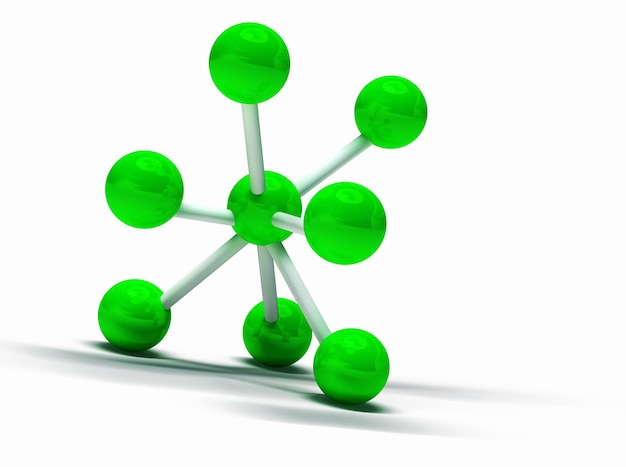 Moleculaire structuur. 3D-beeld van moleculaire structuur geïsoleerd in het wit