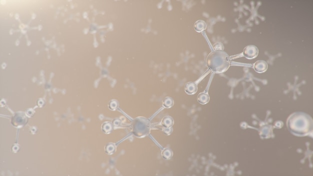 Moleculaire structuur. Moleculaire chemie, achtergrond met moleculair element van het atoom