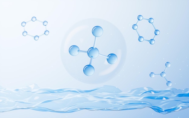 Moleculaire structuur van glas biotechnologie concept 3D-rendering