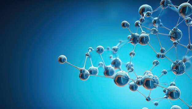 Moleculaire structuurmodel op blauwe achtergrond