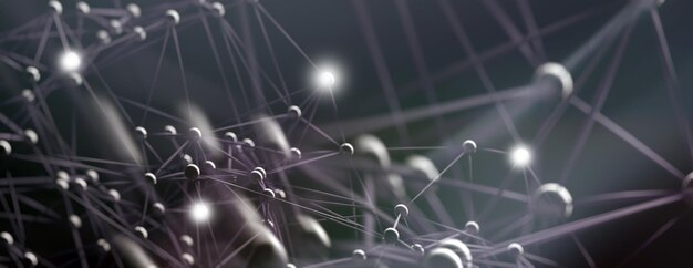 분자 추상 네트워크 어두운 배경 3d 그림