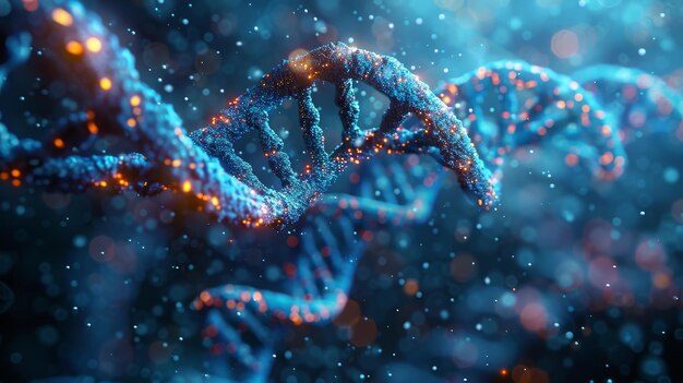 Молекулярный фон ДНК Голубая двойная спираль Генетический код многоугольная иллюстрация Медицинская научная концепция Абстрактная технология фон биология метафора Геном и клетка Современная иллюстрация