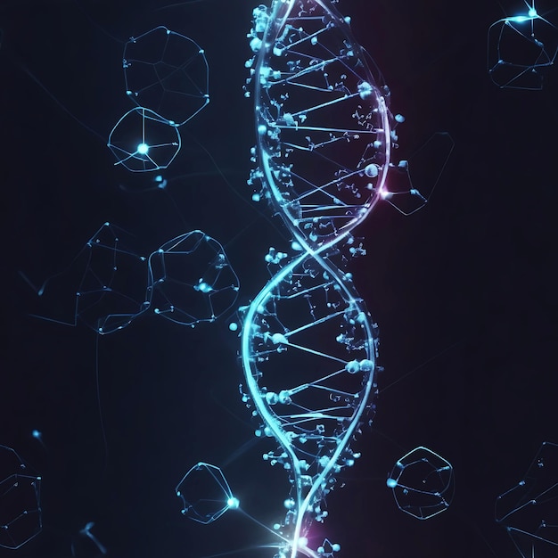Molecular structure background Science template wallpaper or banner with DNA molecules