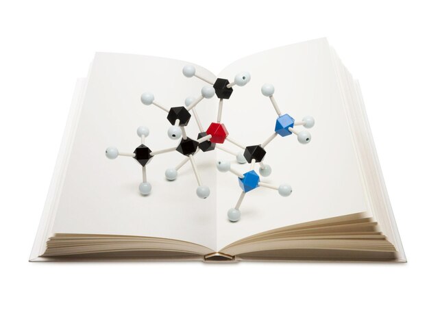 Photo molecular structure on blank book