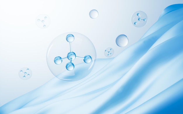 Molecular structure and cloth material background 3d rendering