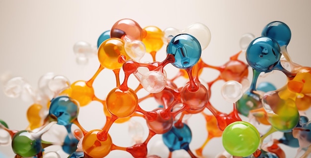 Photo molecular structure of plastic molecular model molecular structure design 3d chemistry model mole