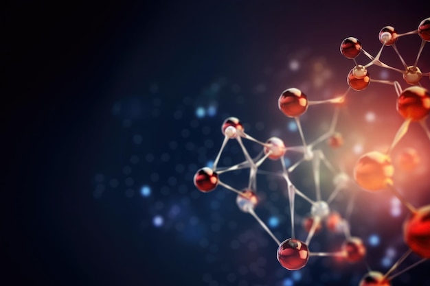 Molecular structure with connections between atoms Generative AI