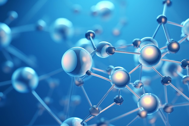 Foto molecola o atomo struttura astratta per la scienza o sfondo medico illustrazione 3d