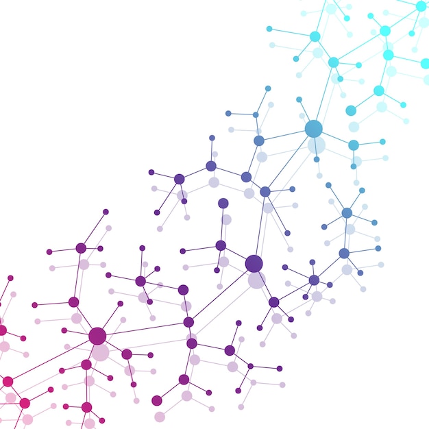 Photo molecule and communication with connected dots and lines. dna molecule structure. graphic background for your design , illustration.