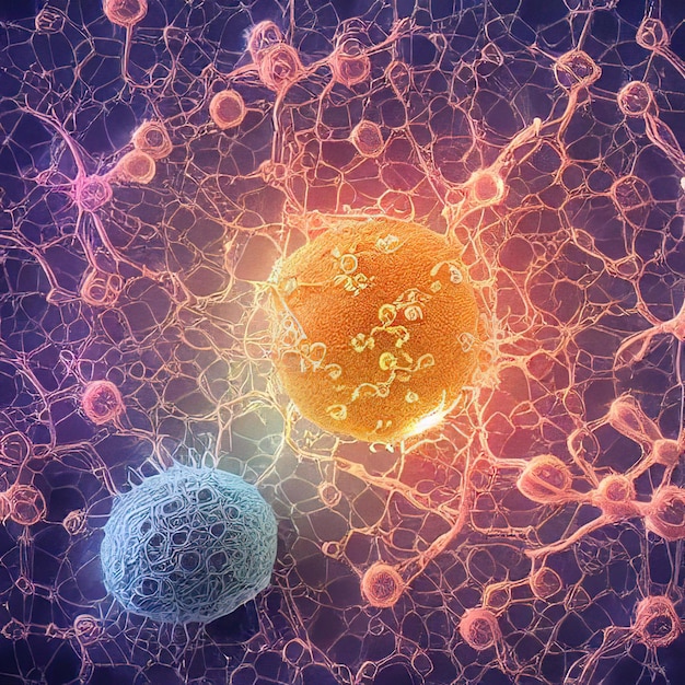 molecule illustration over biology medicine scientific background 3d rendering