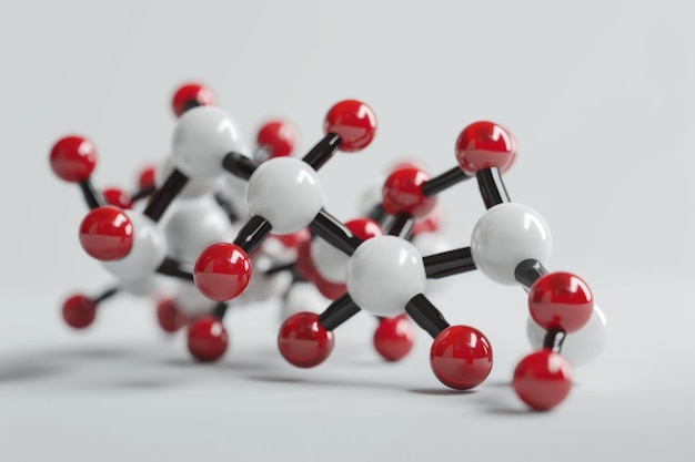 Фото Молекула фенилаланина на белом фоне крупного плана химическая модель