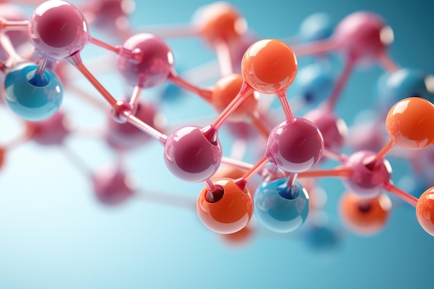 Photo molecule structure on blue background 3d render illustration