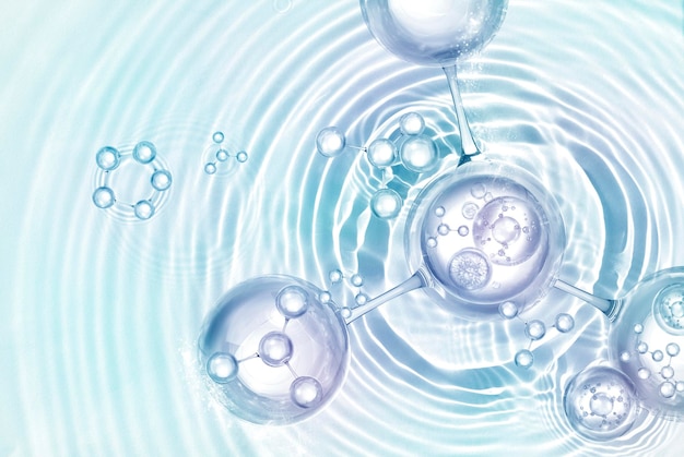 molecule on water background