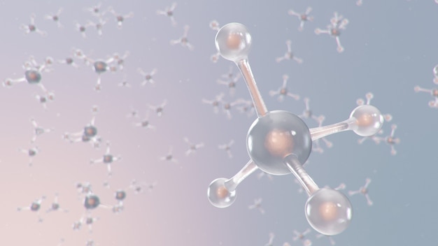 Moleculen abstracte achtergrond. Abstracte structuur molecuul. Moleculaire chemie, elementen. 3D-weergave