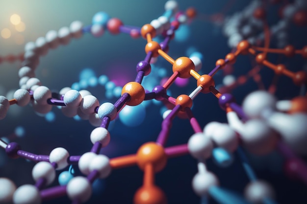 Фото Молекулы соединяются в научных открытиях, символизирующих прогресс