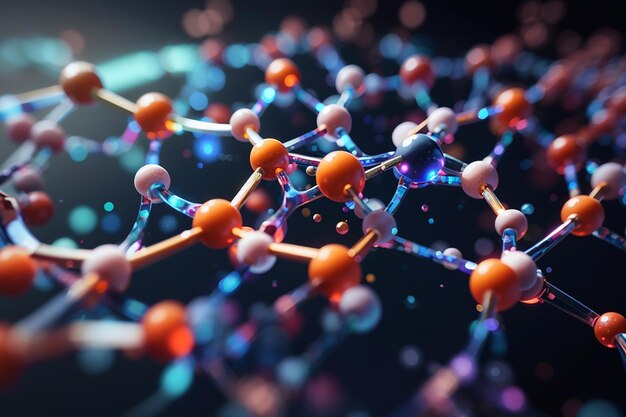 Molecules connect in scientific discovery symbolizing progress