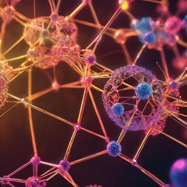 molecules technology with polygonal shapes connecting dots and lines connection structure