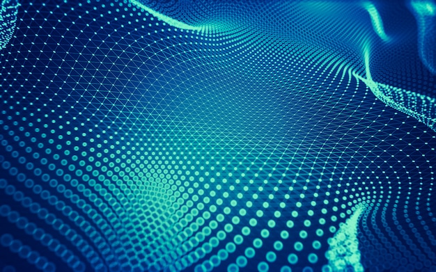 Molecules technology with polygonal shapes, connecting dots and lines