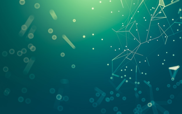 molecules technology with polygonal shapes, connecting dots and lines