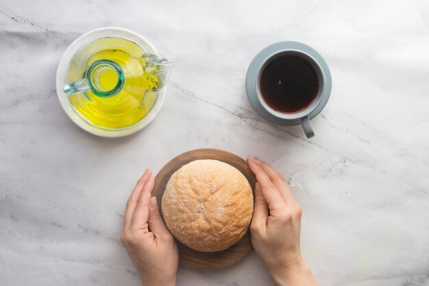 Mollete and oil (typical andalusian breakfast)