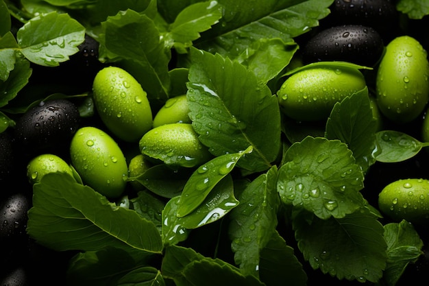 Mollige zaden te midden van groene bladeren onthulden de levendige kunstzinnigheid van de natuur