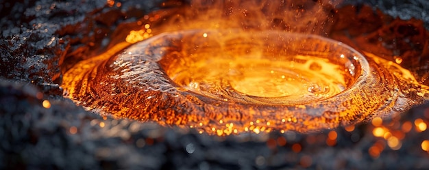 Molten bronze bubbling cauldron