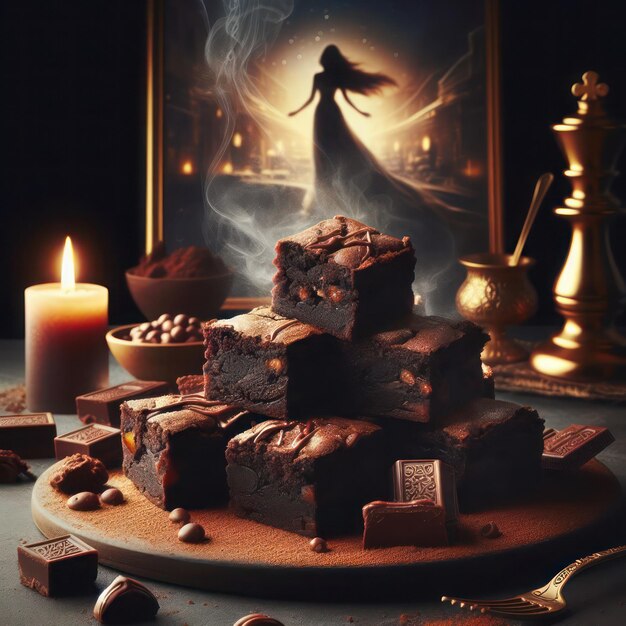 Photo molten chocolate cake delight dive into decadence divine brownie indulgence gooey bliss awaits