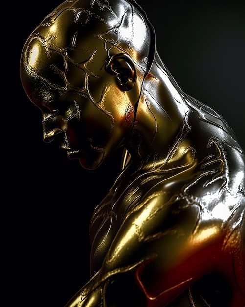 Molten gold full body painted art fantasy model